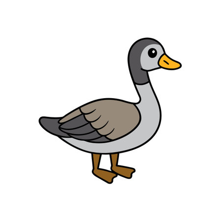 Cartoon goose illustration with a thick outline and flat colorsのイラスト素材