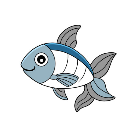Cartoon fish swimming with big eye and fins artのイラスト素材