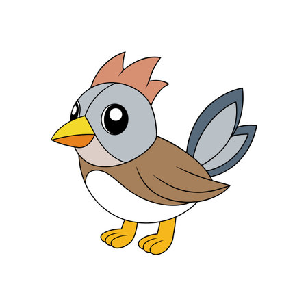 Cute cartoon bird illustration on a clean white backgroundのイラスト素材