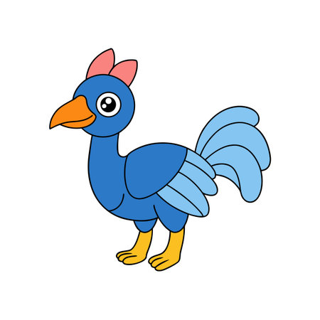 Cheerful cartoon bird with bright colors and thick outlinesのイラスト素材