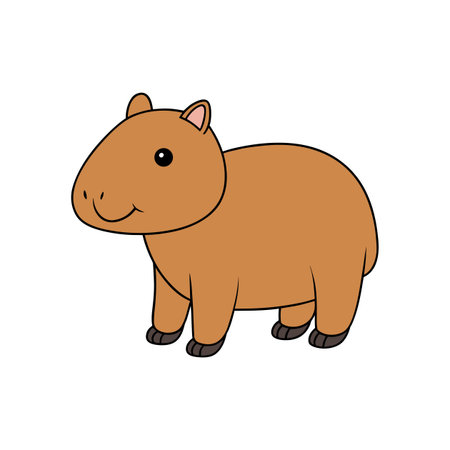 Cartoon capybara illustration with simple shapes and cheerful expressionのイラスト素材