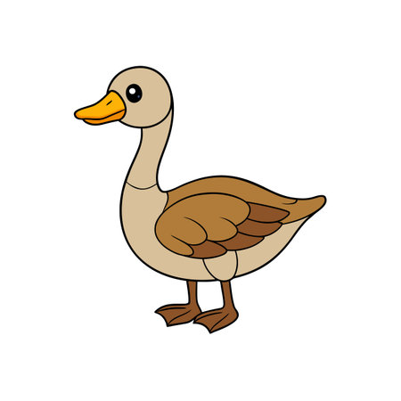 Cartoon duck standing isolated on a white background imageのイラスト素材