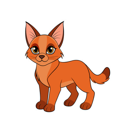Cute cartoon fox character illustration standing on a white backgroundのイラスト素材
