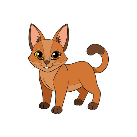 Cute brown cartoon cat character on a white backgroundのイラスト素材