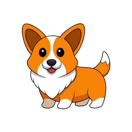 Cute cartoon corgi dog illustration on a white backgroundのイラスト素材