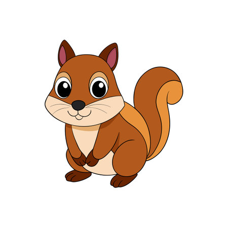 Cartoon squirrel illustration with big eyes and fluffy tailのイラスト素材
