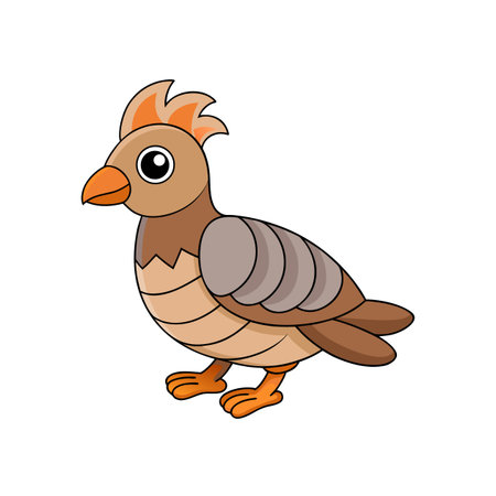 Cartoon quail bird illustration with friendly expression and postureのイラスト素材
