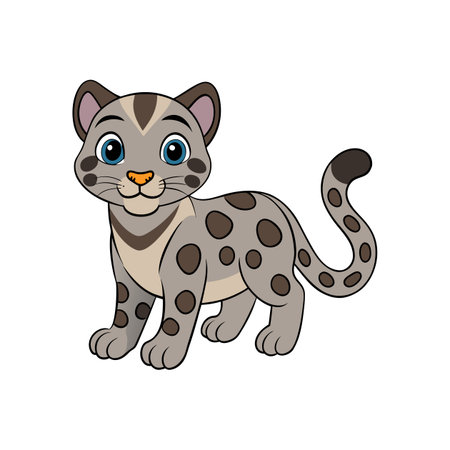 Cartoon clouded leopard cub posing in a vector illustrationのイラスト素材