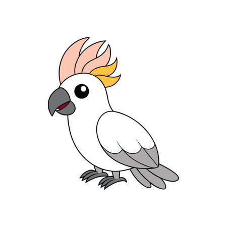 Cute cartoon cockatoo with colorful crest illustrationのイラスト素材