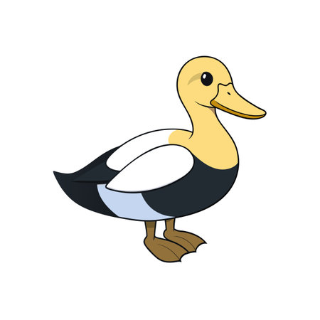 Isolated vector cartoon duck illustration in flat graphic styleのイラスト素材