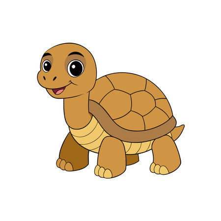 Cartoon Turtle Illustration with Friendly Expression on a White Background