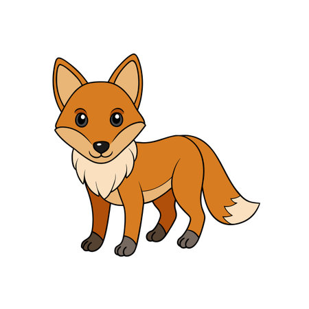 Friendly fox illustration in cartoon style on white backdropのイラスト素材