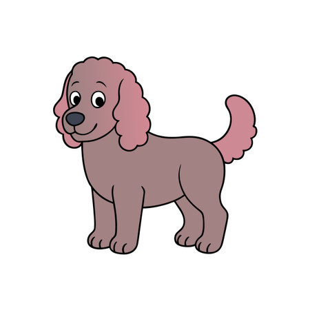 Cartoon Style Poodle Illustration on a White Backgroundのイラスト素材