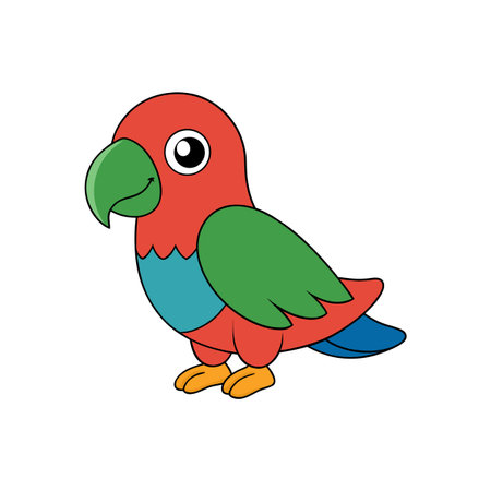 Cartoon parrot illustration with a colorful and friendly appearanceのイラスト素材