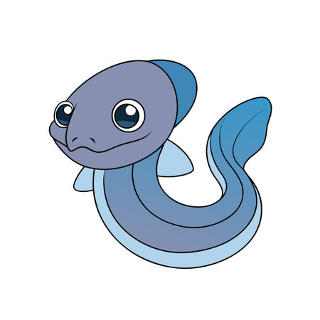 Cute cartoon eel with a friendly expression and colorsのイラスト素材