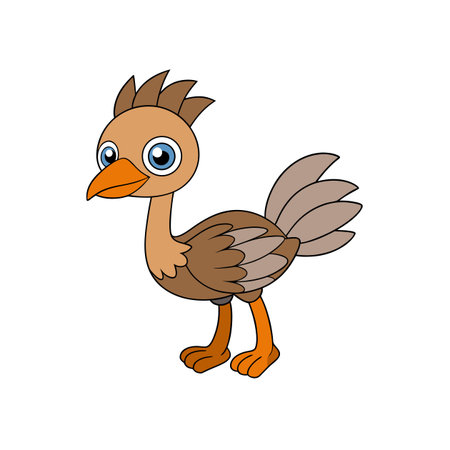 Cartoon brown bird illustration with an orange beakのイラスト素材