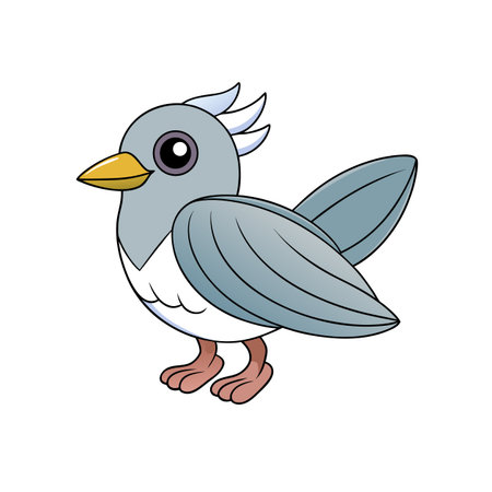 Cartoon bird illustration with soft colors and clean linesのイラスト素材