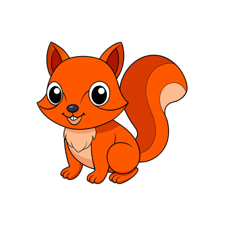 Cartoon orange squirrel smiling with big eyes illustration vectorのイラスト素材