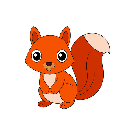 Cute orange squirrel with big eyes on white backgroundのイラスト素材
