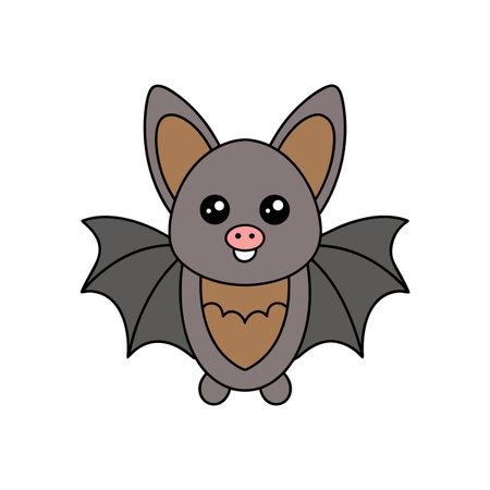 Cartoon bat illustration with big eyes and friendly expressionのイラスト素材