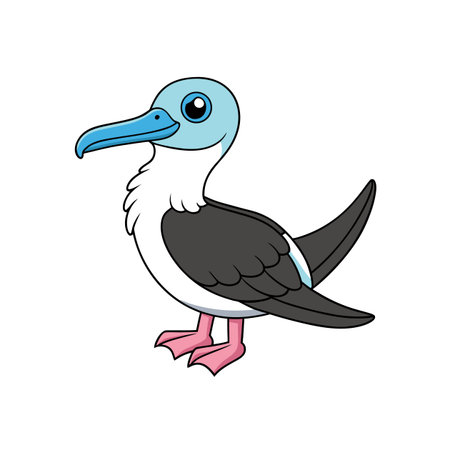 Cartoon Blue Footed Booby Standing Tall Illustration Isolatedのイラスト素材