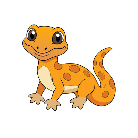 Cartoon orange gecko smiling with friendly expression illustration artのイラスト素材
