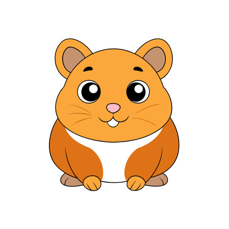 Cute Cartoon Hamster Illustration Isolated on White Backgroundのイラスト素材