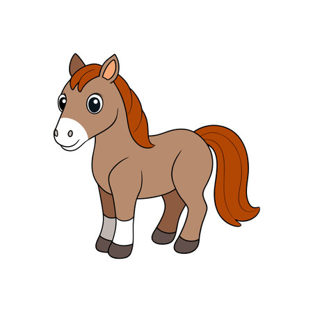 Cartoon horse illustration isolated on white background studio shotのイラスト素材