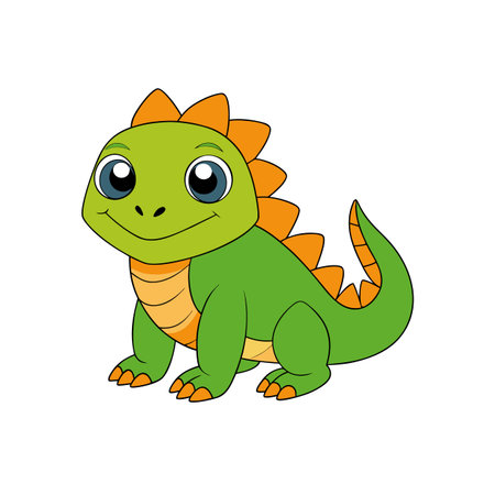 Cute Cartoon Baby Dinosaur Vector Illustration on White Backgroundのイラスト素材