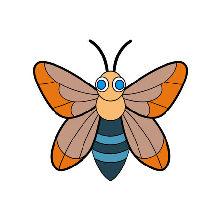 Cartoon style butterfly illustration with orange and blue colorsのイラスト素材