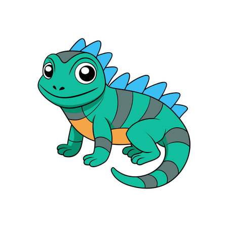 Cartoon iguana illustration with playful, friendly design elementsのイラスト素材