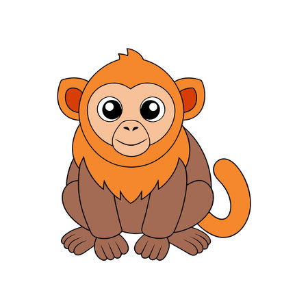 Cartoon monkey sitting, adorable jungle animal illustration vector