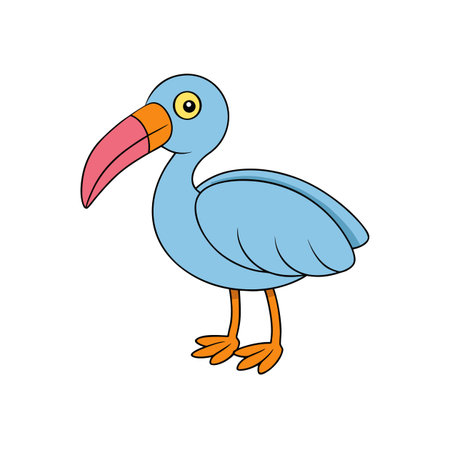 Cartoon ibis bird standing isolated on a white backgroundのイラスト素材