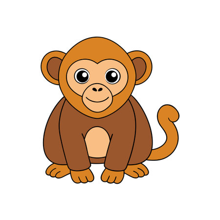 Cartoon monkey illustration on white background, playful and simple