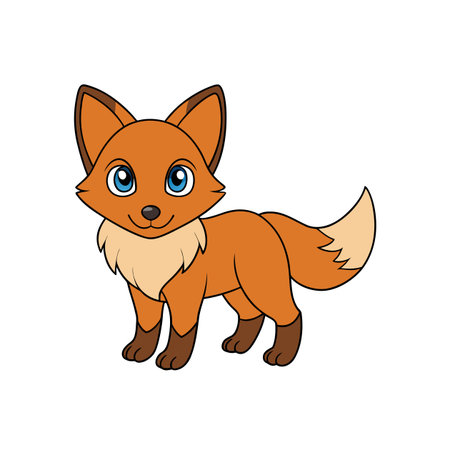 Cartoon fox standing with a sweet smile on its faceのイラスト素材