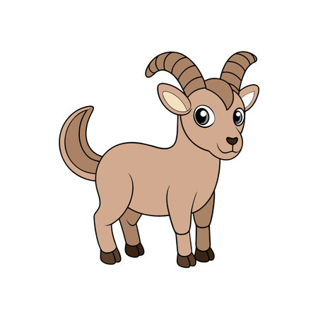 Cartoon goat illustration standing isolated on white backgroundのイラスト素材