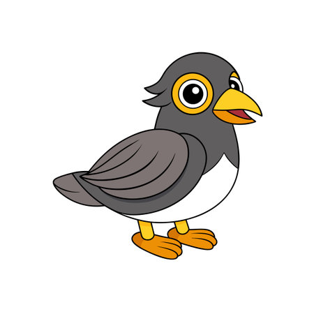 Cartoon bird with a yellow beak and feetのイラスト素材