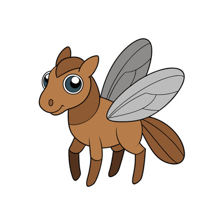 Cartoon pegasus with wings illustration on a white backgroundのイラスト素材