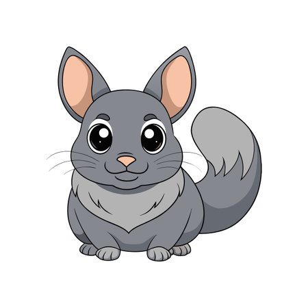 Cute cartoon chinchilla isolated on a white backgroundのイラスト素材