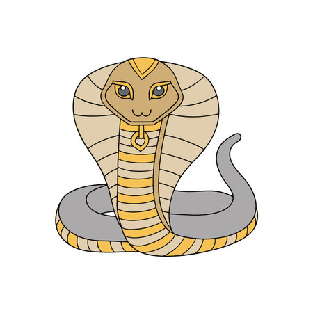 Cartoon cobra illustration with neutral tones and friendly expressionのイラスト素材