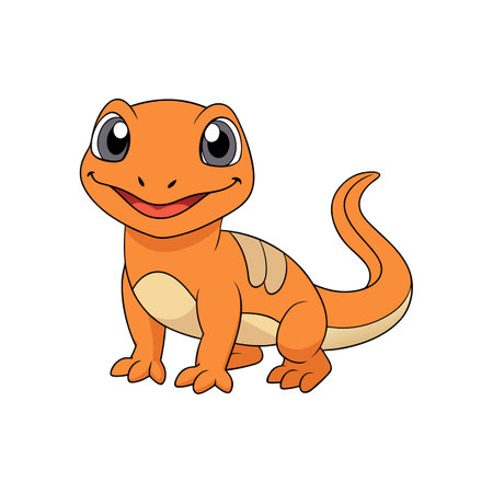 Smiling Cartoon Lizard Standing Isolated on White Backgroundのイラスト素材