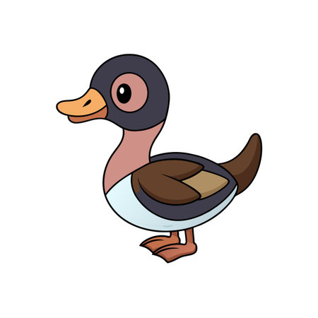 Adorable cartoon duck illustration on a white backgroundのイラスト素材