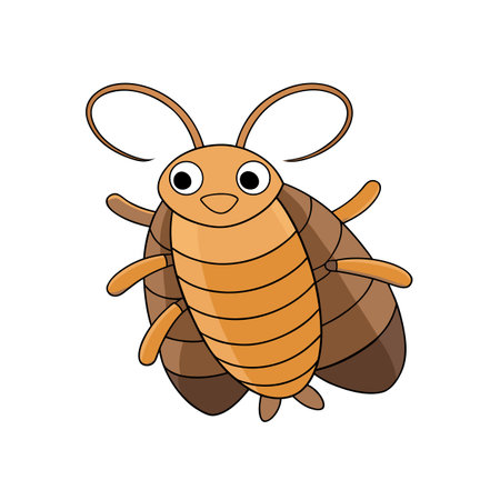 Cartoon cockroach character with friendly expression on a white backdropのイラスト素材
