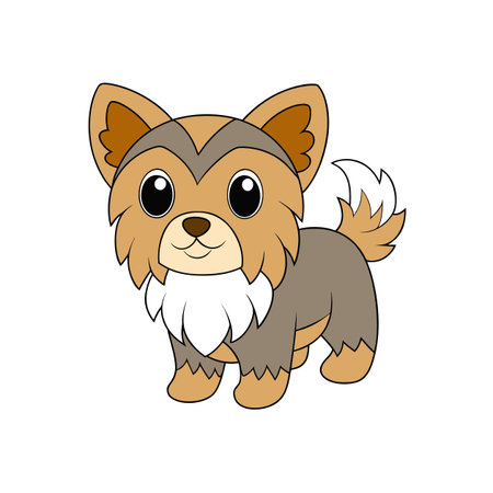 Cute cartoon dog with big eyes and fluffy tailのイラスト素材