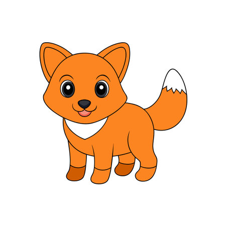 Cartoon fox standing on a white background illustration artのイラスト素材