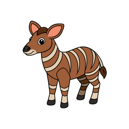 Cartoon okapi illustration standing isolated on a white backgroundのイラスト素材