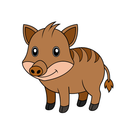 Cartoon boar illustration with brown hues on white backgroundのイラスト素材