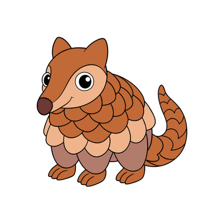 Cartoon Pangolin Illustration with Scales and Soft Color Paletteのイラスト素材