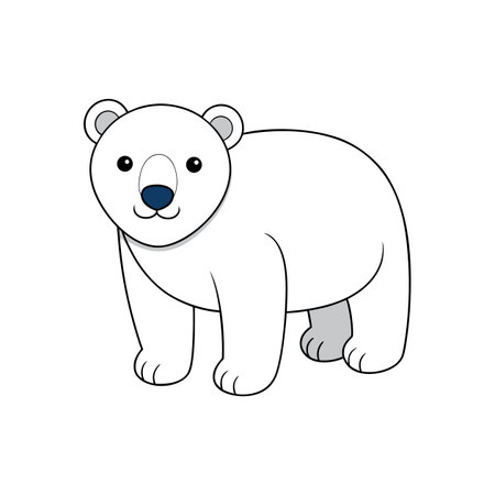 Cartoon polar bear illustration with a cute friendly expressionのイラスト素材