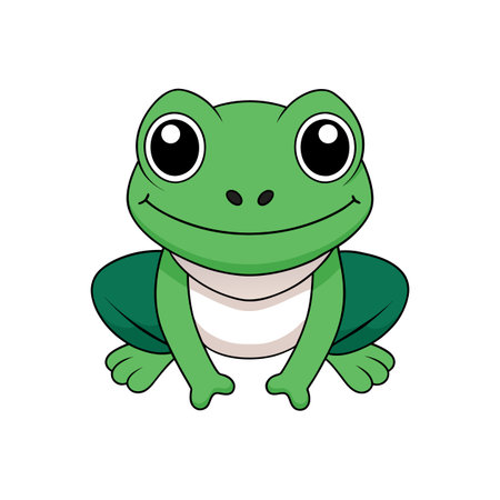 Cartoon frog with big eyes isolated on white backgroundのイラスト素材